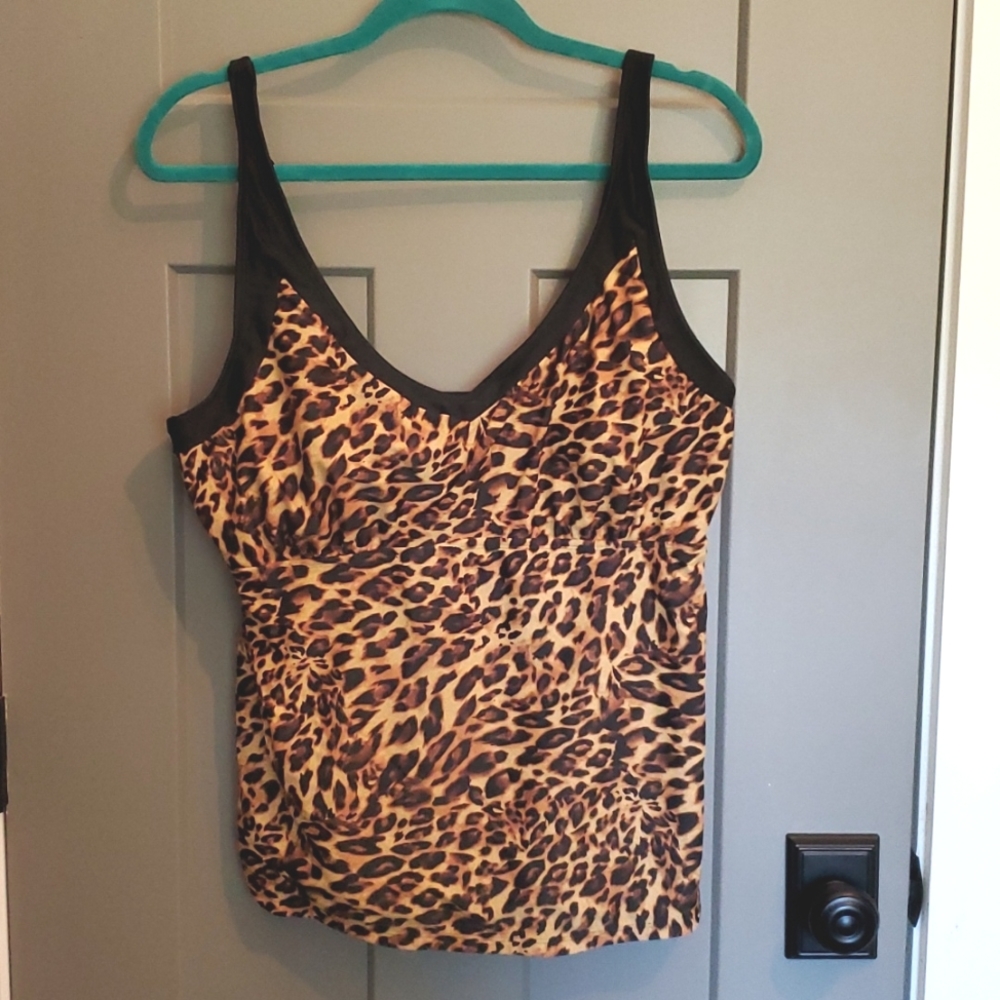 NEW ANNE COLE Collection Animal print swim top sz 18